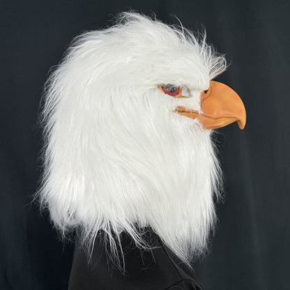 White Eagle Latex Mask – Realistic Bird Head Costume Feathers For Adults Halloween Party Cosplay Animal Prop Masquerade Carnival