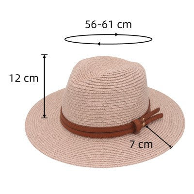 Summer Straw Sun Hat Panama Hats Grass Knitted Gift Hat Breathable Leisure Jazz Hat European American Style Straw Hat Beach Caps