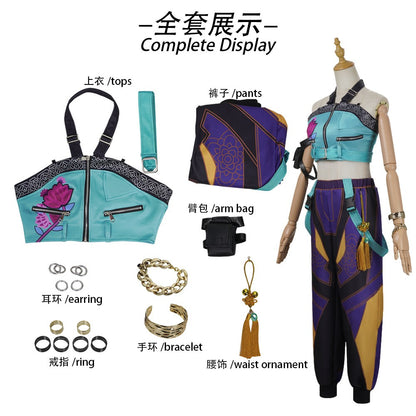 Halloween Fancy Dress Adult Kids Street Hip Hop Role Play Outfit 3 Styles Printed Crop Top Skirt Shorts Idol Stage Costume