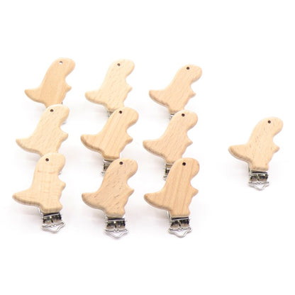 5Pcs/Sets Baby Pacifier Clips BPA Free Cute Modelling Beech Pacifier Clip Baby DIY Cartoon Animal Wooden Log Nipple Chain Holder