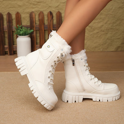 Women's Winter Fleece-Lined Warm  Boots2025New Versatile Height-Increasing Women's Boots Slim Short Boots