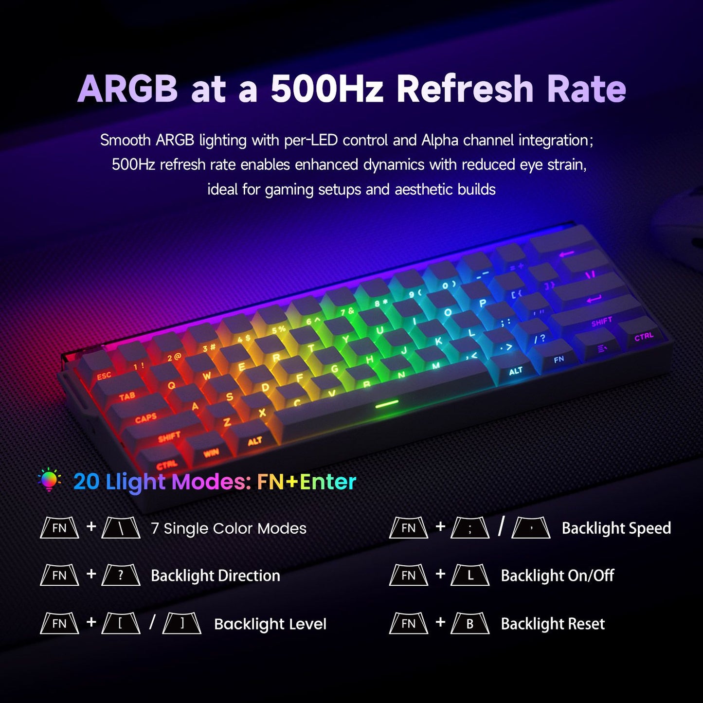 AKKO x Veekos Shine60 HE Magnetic Switch Keyboard 60% Rapid Trigger Keboard RT 0.01mm Snap Key Custom Keyboard for Esports Gamer