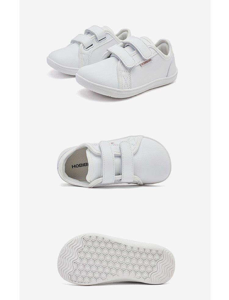 HOBIBEAR Boys Girls Barefoot Shoes Kids Wide Toe Minimalist Sneakers Lightweight Hook Loop Artificial Leather Shoes