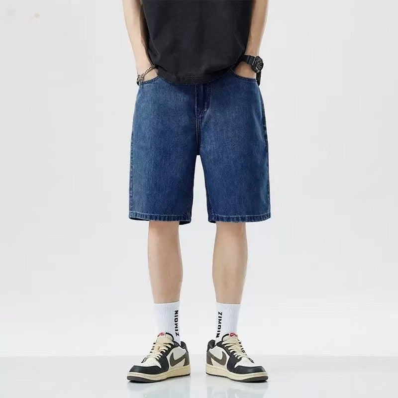 Summer men's seven inch jeans fashion design men's jeans slim fit straight leg short jeans casual loose wide leg denim shorts