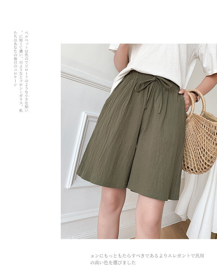 Women shorts Summer Casual Solid Cotton Linen shorts high waist loose shorts for girls Soft Cool female shorts M-3XL