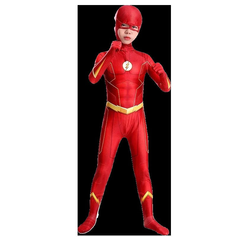 Flash Adult Children Cosplay Costumes Superhero Jumpsuit Including Headgear Halloween carnival Dressing Up