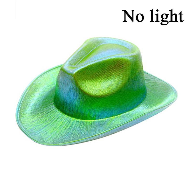 Chapéu de Cowboy LED Sem Fio, Chapéu de Cowboy Luminoso, Chapéu de Cowgirl Rosa para Discoteca, Noivas, Acessórios para Shows, Boates e Festas a Fantasia