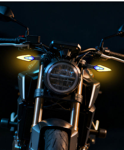 1 par de luzes LED para piscas de motocicleta, branco, amarelo, indicador, fluxo de água, indicador traseiro, pisca-pisca, DRL, luz de circulação diurna