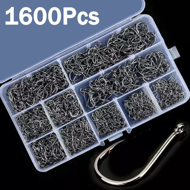 Anzol de Pesca Aço Carbono Forte Afiado Prata Circular Anzol 3#-12# Jig Barbed Pesca Isca Portátil Equipamento de Pesca 50-1600Pcs/Caixa