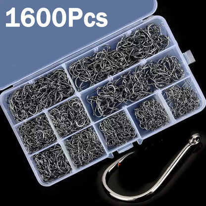 Anzol de Pesca Aço Carbono Forte Afiado Prata Circular Anzol 3#-12# Jig Barbed Pesca Isca Portátil Equipamento de Pesca 50-1600Pcs/Caixa