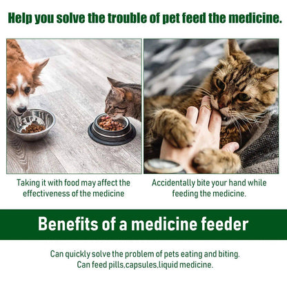Empurrador de comprimidos tipo seringa de 3 peças para cães e gatos pequenos, dispensador de comprimidos para animais de estimação, aplicador de comprimidos macio