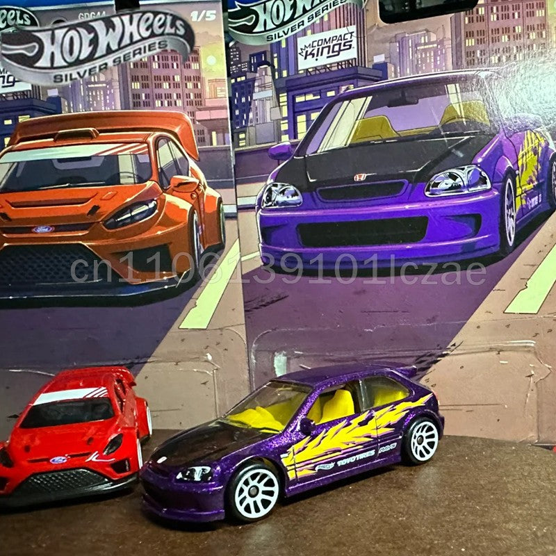 Hot Wheels Car Série Prata Compact Kings Set Fiesta Civic Subaru Miata Sentra Carros em Miniatura na Escala 1/64 Presente de Natal