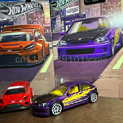 Hot Wheels Car Série Prata Compact Kings Set Fiesta Civic Subaru Miata Sentra Carros em Miniatura na Escala 1/64 Presente de Natal