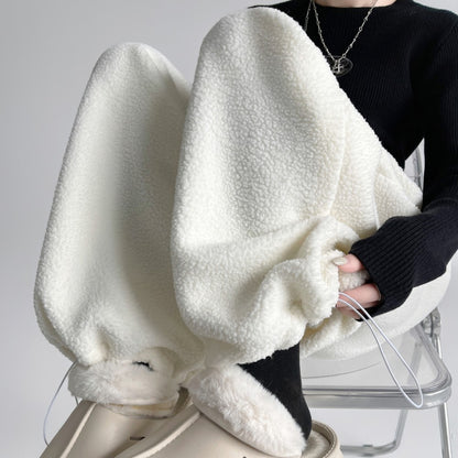 2025 New Winter Velvet Thick Pants Men Warm Straight Casual Pants Streetwear Loose Wide Leg Pants Thicken Lamb Wool Trousers