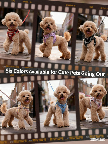 Conjunto de Três Peças de Peitoral para Cães Clássico Xadrez Pet Classic: Coleira Decompressora, Colete Estilo Peitoral e Peitoral de Ano Novo para Cães