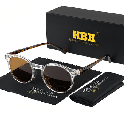 HBK Óculos De Sol Masculino Polarizado Redondo Armação TR90 Fashion Óculos De Sol Feminino Dirigir Esportes UV400 Lunette De Soleil Homme