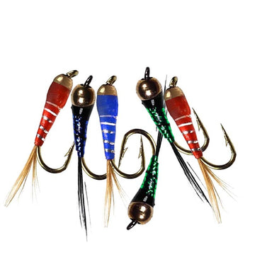 5 Peças Latão Beadhead Pavão Herl Buzzer Fly Isca de Pesca no Gelo Jig Ninfas Larvas para Pesca de Truta Perca Bluegill