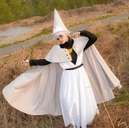 Anime Witch Hat Atelier Cosplay Costume Magician Qifrey Robe Cloak Belt Pointed Hat Wig Set Party Masquerade Carnival Adult Suit