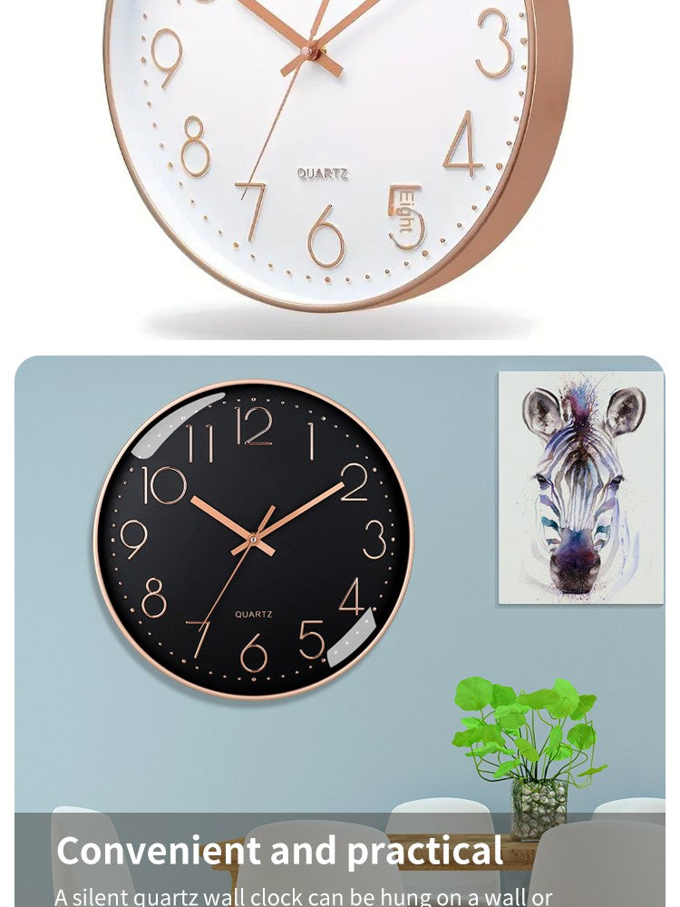 8 Inch Silent Quartz Wall Clock, round Three-dimensional Digital Modern Wall Clock, Not Ticking Wall Clock, Bedroom Living Room