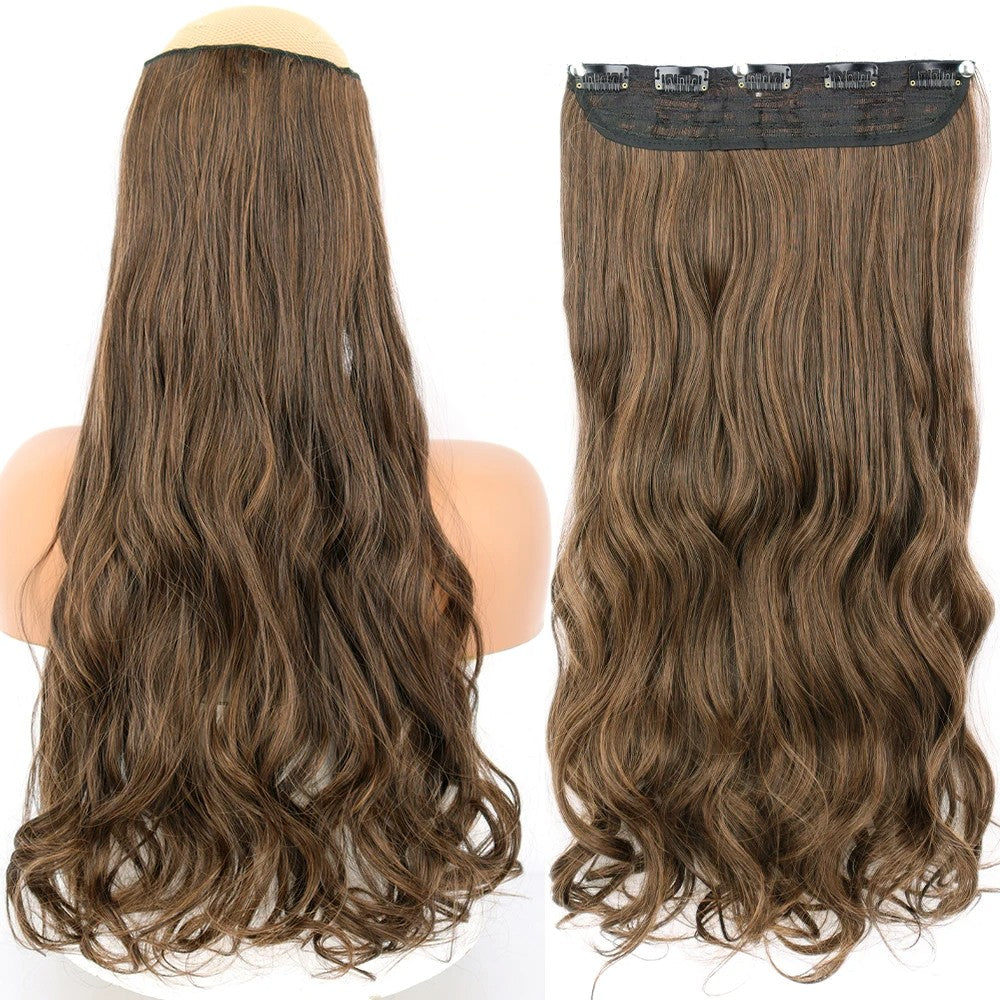 Extensão de Cabelo Liso Comprido de Fibra Sintética Resistente ao Calor com 5 Clipes 22"32" Preto Castanho Loiro