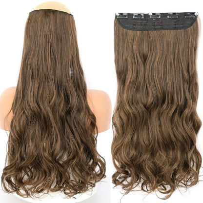 Extensão de Cabelo Liso Comprido de Fibra Sintética Resistente ao Calor com 5 Clipes 22"32" Preto Castanho Loiro