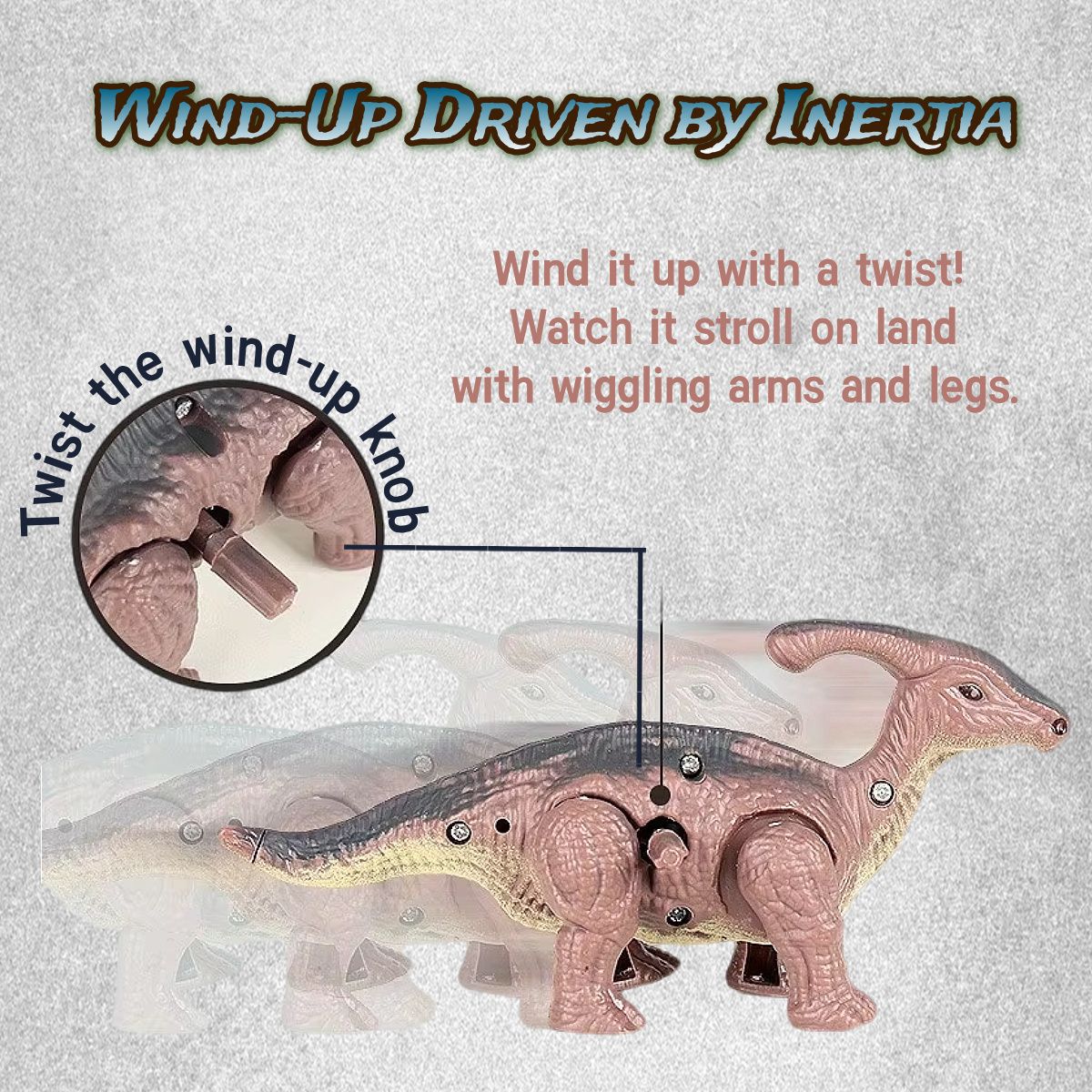 Um conjunto de presente de brinquedos de dinossauro, brinquedo de animal mecânico que anda automaticamente quando ativado. Presente de aniversário para crianças.