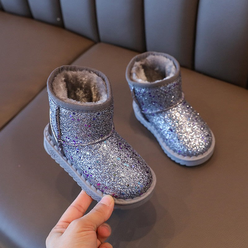 Children Warm Shoes Autumn Winter Boots Boys Girls Snow Shoes Fashion Shinny Soft Antislip Girls Boots 25-36 Sport Snow Boots