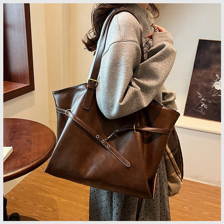 Retro Big PU Leather Shoulder Bag for Women 2025 Winter Trend New Y2K Fashion Handbags Females Travel Luxury Tote Bag  bolsas