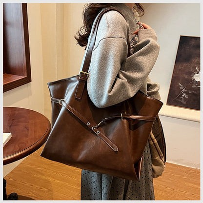 Retro Big PU Leather Shoulder Bag for Women 2025 Winter Trend New Y2K Fashion Handbags Females Travel Luxury Tote Bag  bolsas