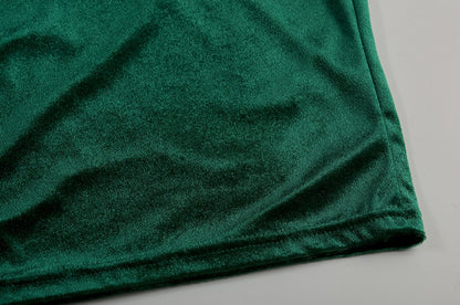 Velvet Swing Collar Sleeveless Slip Sexy Slit Maxi Dress 2024 New Fashion Evening Party Women Elegant Streetwear Y2K