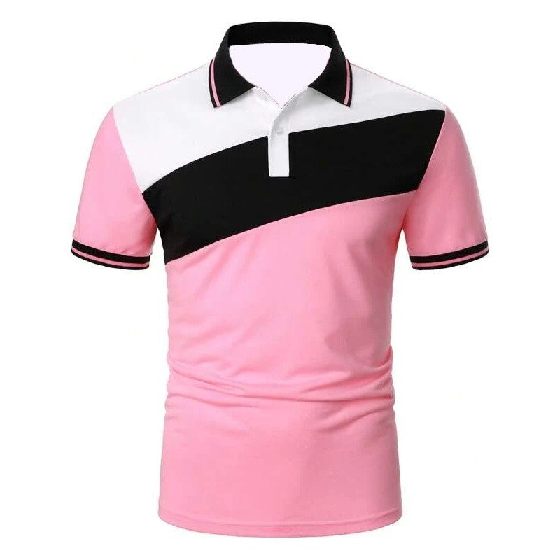 3D Print Color Block Polo Shirt For Men Colorful Striped Pattern T-Shirt Summer Casual Lapel Tops Loose Short Sleeve Street Tees