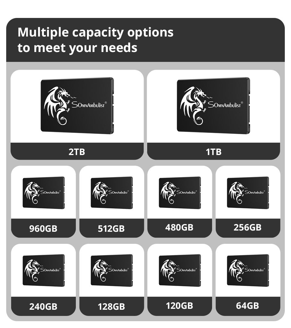 SSD SomnAmbulist 120GB 240GB 480GB 960GB Sata3 Interno Unidade de Estado Sólido 2.5 128GB 256GB 512GB 1TB 2TB SSD para PC Notebook