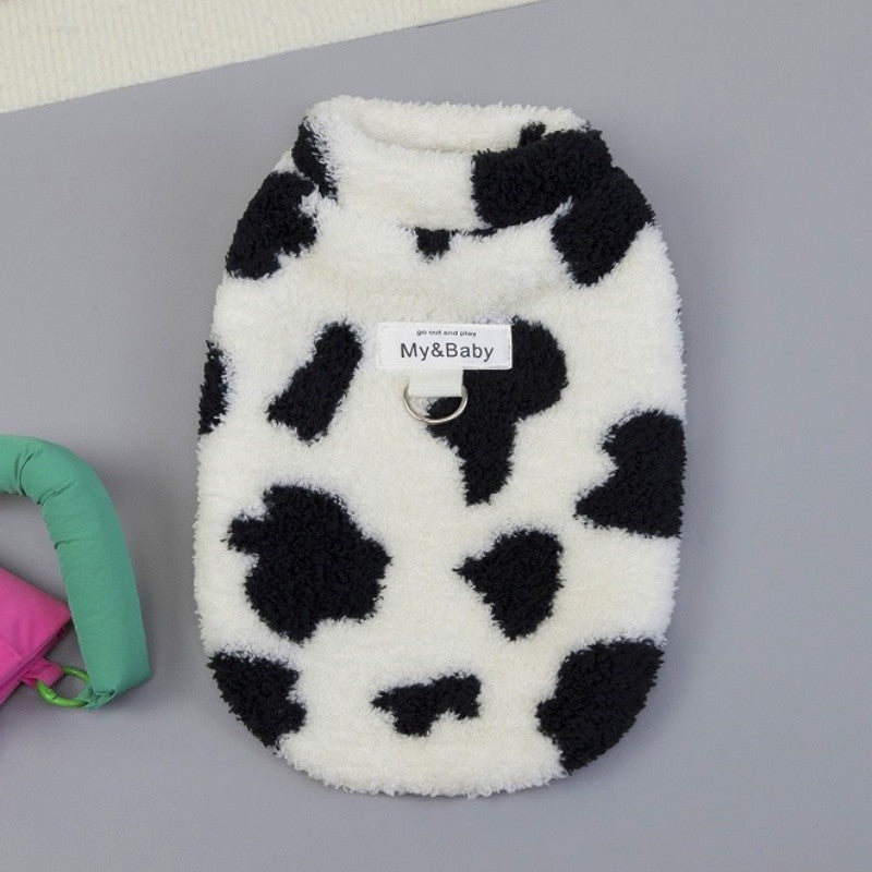 Colete de cachorro quente de lã, suéter de outono macio para animais de estimação, roupas de cachorro de luxo, moletons para filhotes, colete de gato com estampa animal, pulôveres para animais de estimação, roupas de poodle