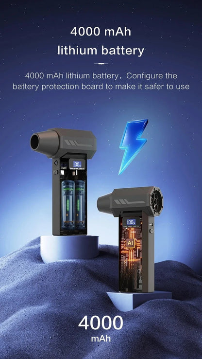 Turbo Fan Wind Pressure Powerful Turbo Air Blower With LED Light Wireless Dust Blower High Speed Jet Blower Vacuum Turbo Jet Fan
