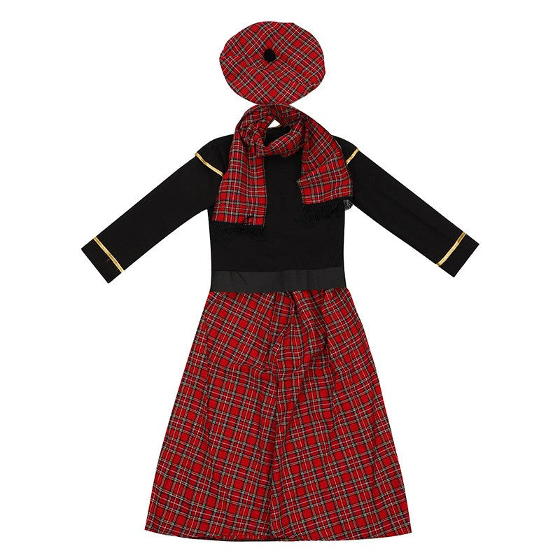 Boys Ethnic Scottish Tartan Clansman Cosplay Outfit Kids Around The World Book Day Week Halloween Party Costume