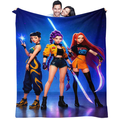 Manta K-Pop Demon Hunter Quente Anime Menina Equipe Manta de Flanela para Sofá Sala de Estar Inverno Quente Presente para Fãs