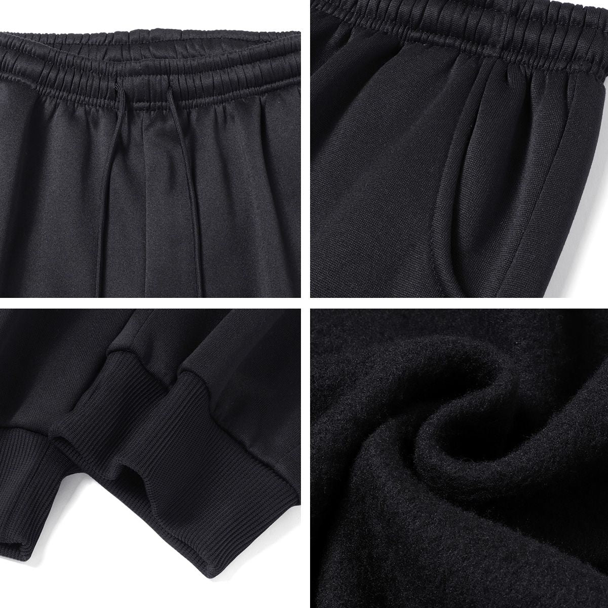 Men's fleece-lined ankle-length pants, autumn and winter drawstring waist sports sweatpants, with leather label running pants