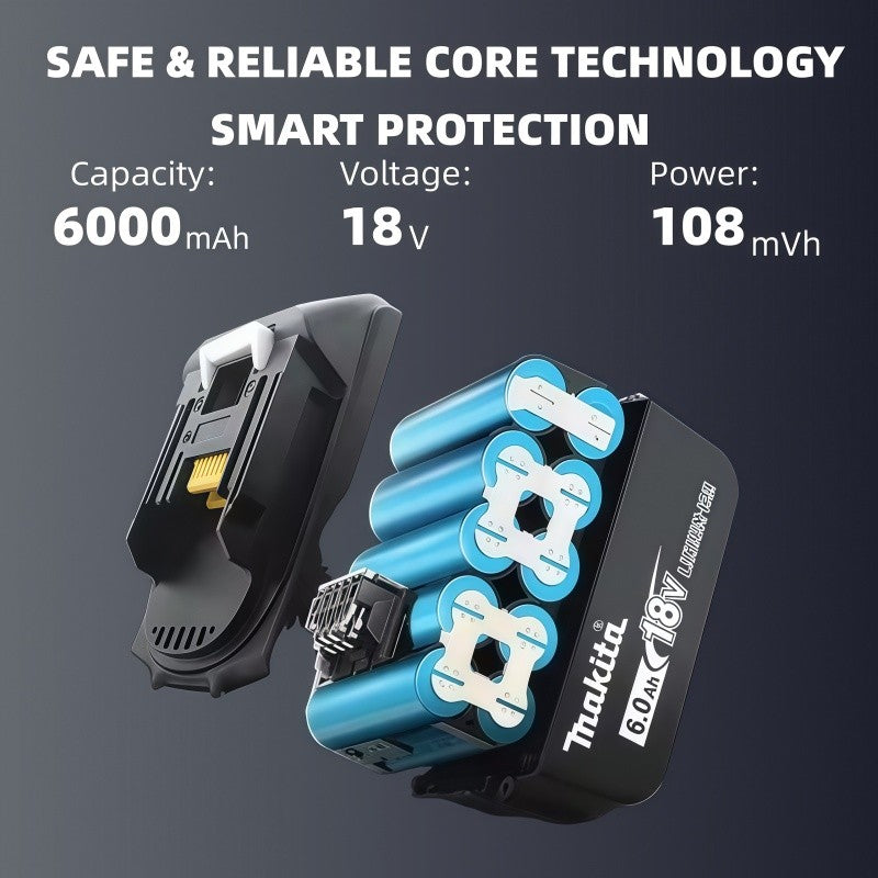 Bateria original Makita 18v para ferramenta elétrica recarregável, bateria substituível de íons de lítio 5Ah/6Ah, 1850 BL1860B 6ah