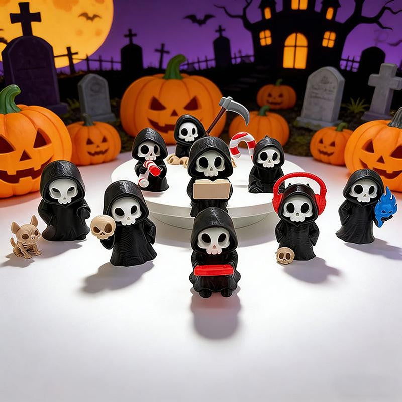 Hot Gothic Grim Reaper Figurines, Cute Skeleton Desk Decor, Skeleton Statue, Spooky Small Halloween Ornament, Halloween Gift