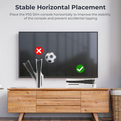 Horizontal Stand for PS5 Pro/PS5 Slim Console, Flat Base Stand Stable Accessories for PlayStation 5 Slim/Pro Disc & Digital Edition (Not for PS5)