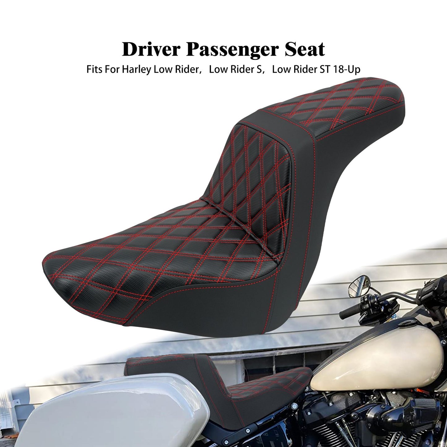 Banco Duplo de Moto para Piloto e Garupa Almofada Dianteira Traseira para Harley Softail Sport Glide FLSB Low Rider FXLR FXLRS 2018 em Diante