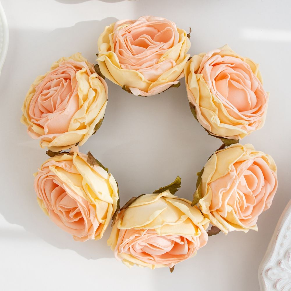 Artificial Flower Burned Edge Rose Wedding Bridal Bouquet Decor Home Outdoor Garden Festival Party Wreath Diy Ins Gift Scrapbook