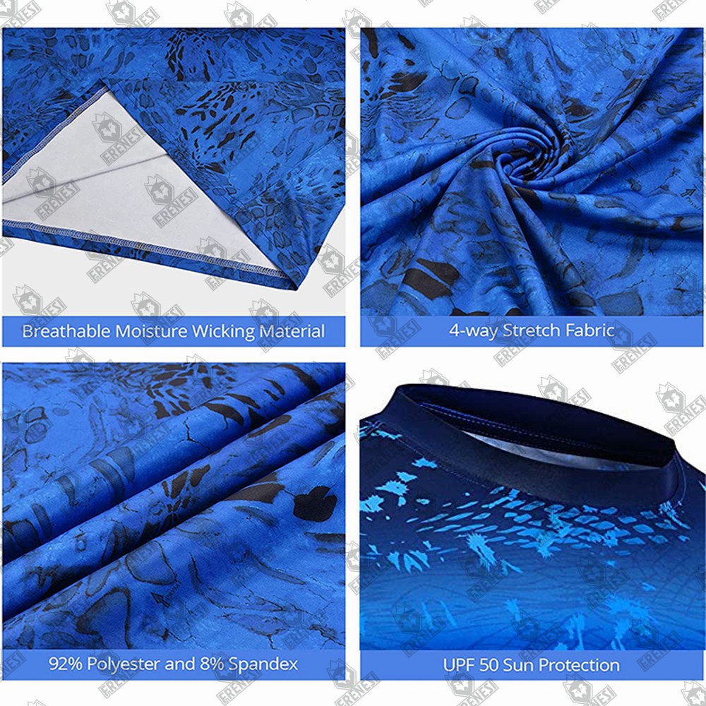 Camisetas de Pesca Masculinas com Capuz Manga Longa Anti-UV Proteção Solar Máscara Facial Roupas de Caça Camuflagem Selva UPF50+