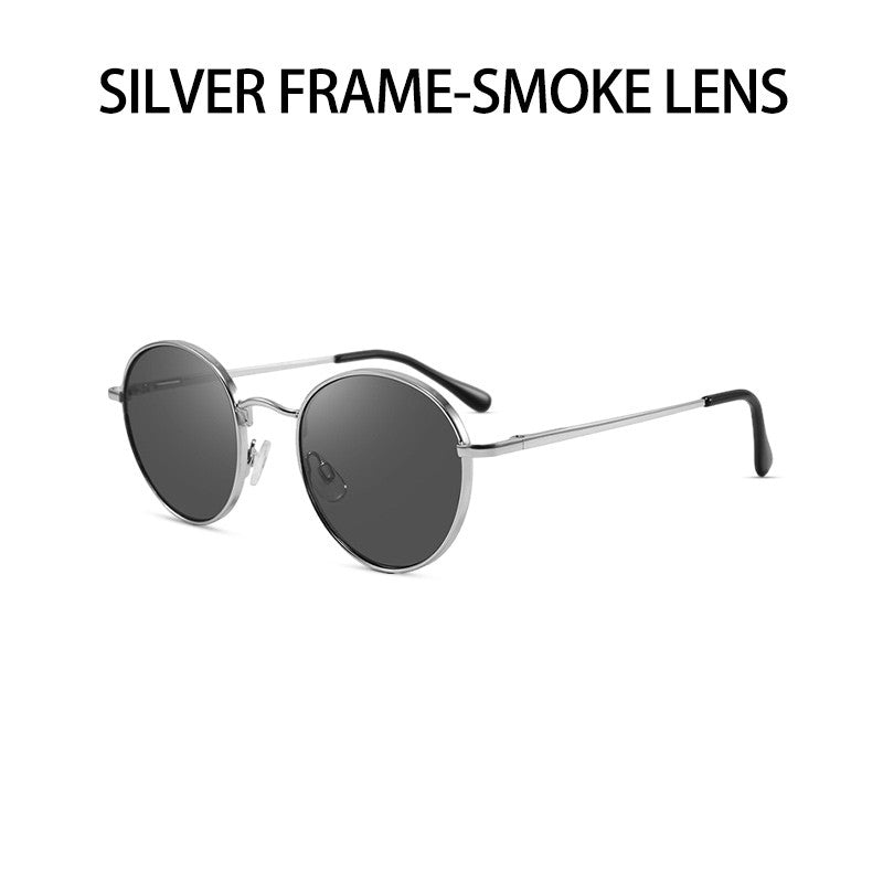 Óculos de Sol Femininos Modernos com Armação Redonda de Metal Polarizados de Grife da Moda UV400