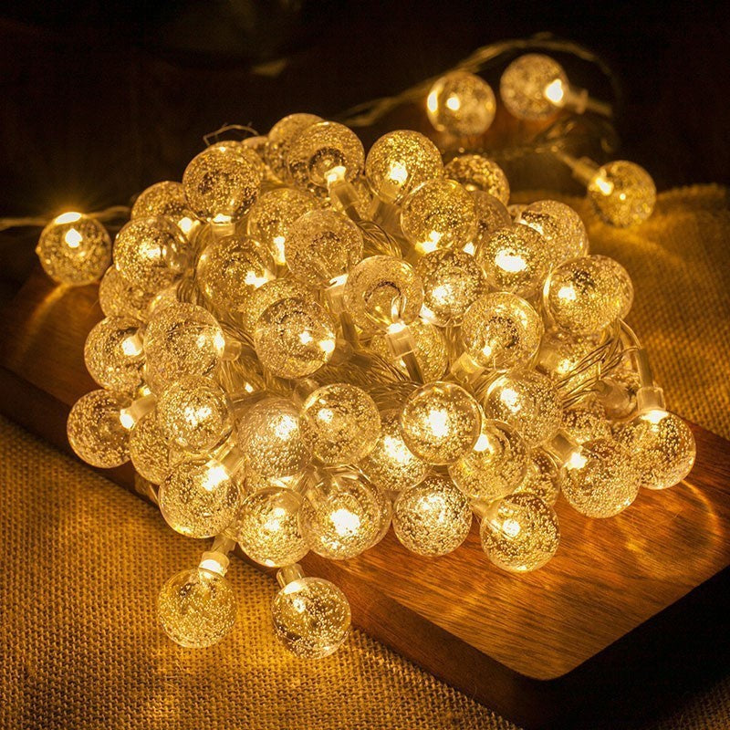 LED Crystal Ball String Lights Battery Power Romantic Bubble Ball Light String Indoor Garden Party Christmas Festival Decoration