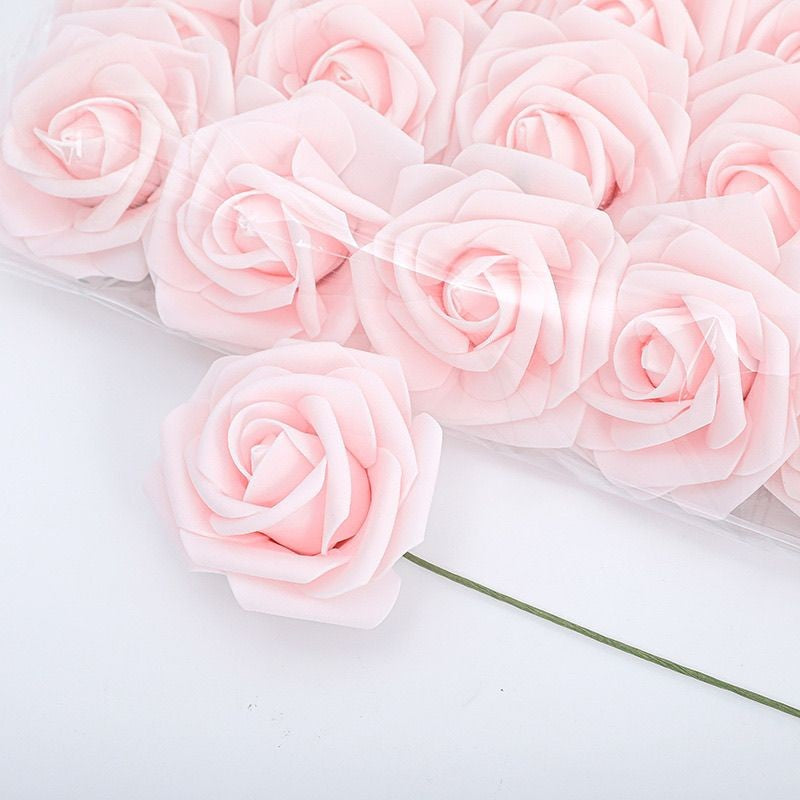 5-100pcs Fake Rose Flower Green Leaves for Valentine's Day Wedding Birthday Party Artificial Roses Heads with Stems Supplies