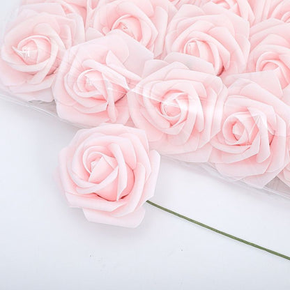 5-100pcs Fake Rose Flower Green Leaves for Valentine's Day Wedding Birthday Party Artificial Roses Heads with Stems Supplies