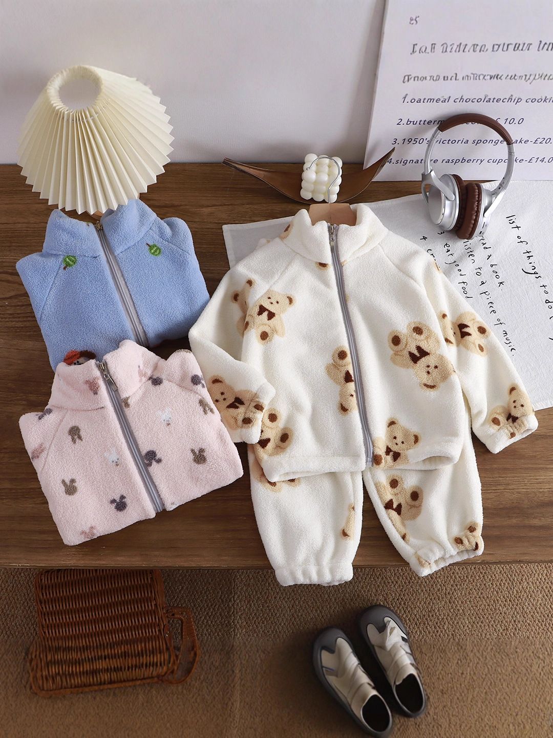 Autumn Winter Kids Thick Fleece Pajama Sets  Korean Cartoon Toddler Girls Fashion Plush Warm Outfits 1-4Y Boys Home Wear Suit
