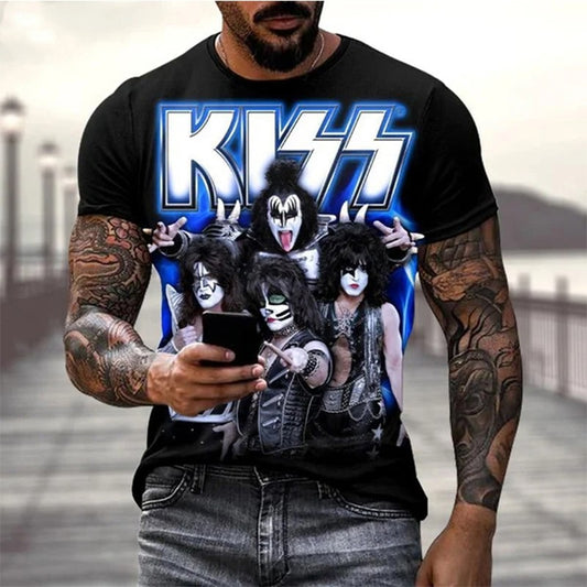 New Kiss Rock Band 3D Print T-Shirts Men Women Fashion Hip Hop Streetwear Oversized Short Sleeve T Shirt Kids Tees Tops Clothing