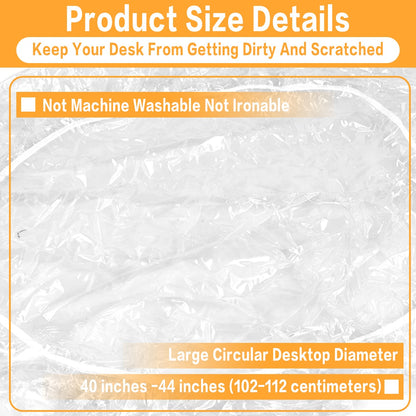 Fitted Clear Round Tablecloth Elastic Edged PVC Round Table Waterproof Oil-Proof Table Cover Protector Effortless to Clean Table